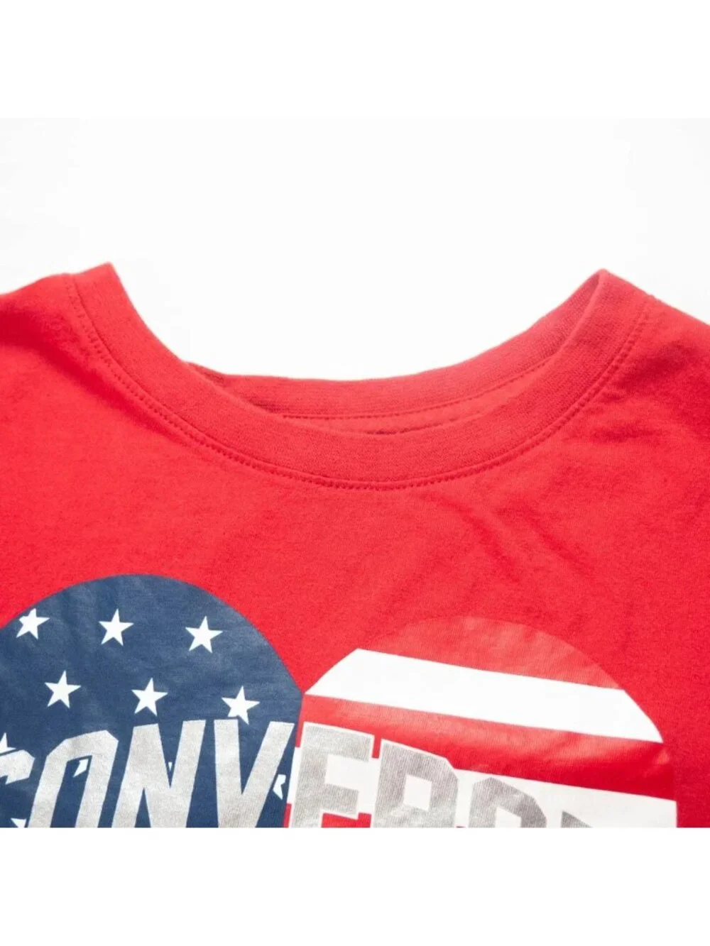 Converse Girls L 12/13 Red American Flag Heart Graphic T-Shirt Cotton