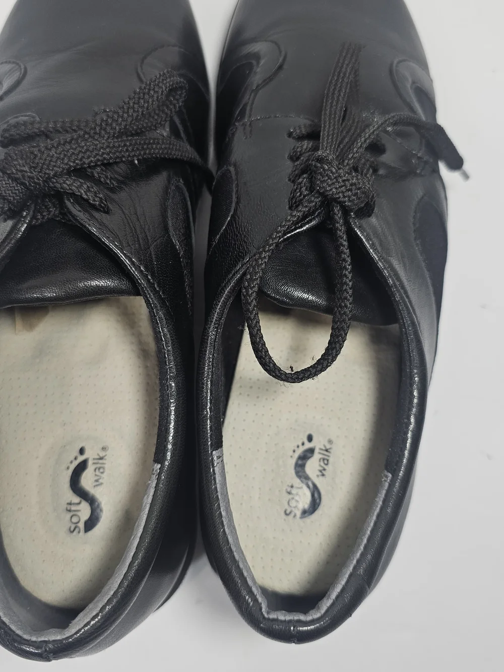 Leather Womens Shoes Soft Walk Topeka  Sneakers Sz 9 M Black Lace Up Comfortable