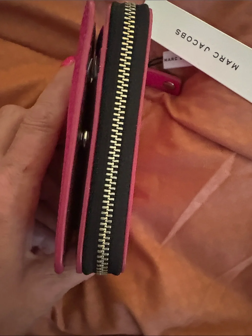 Marc Jacobs Hot Pink Pebbled Leather Zip Card Holder