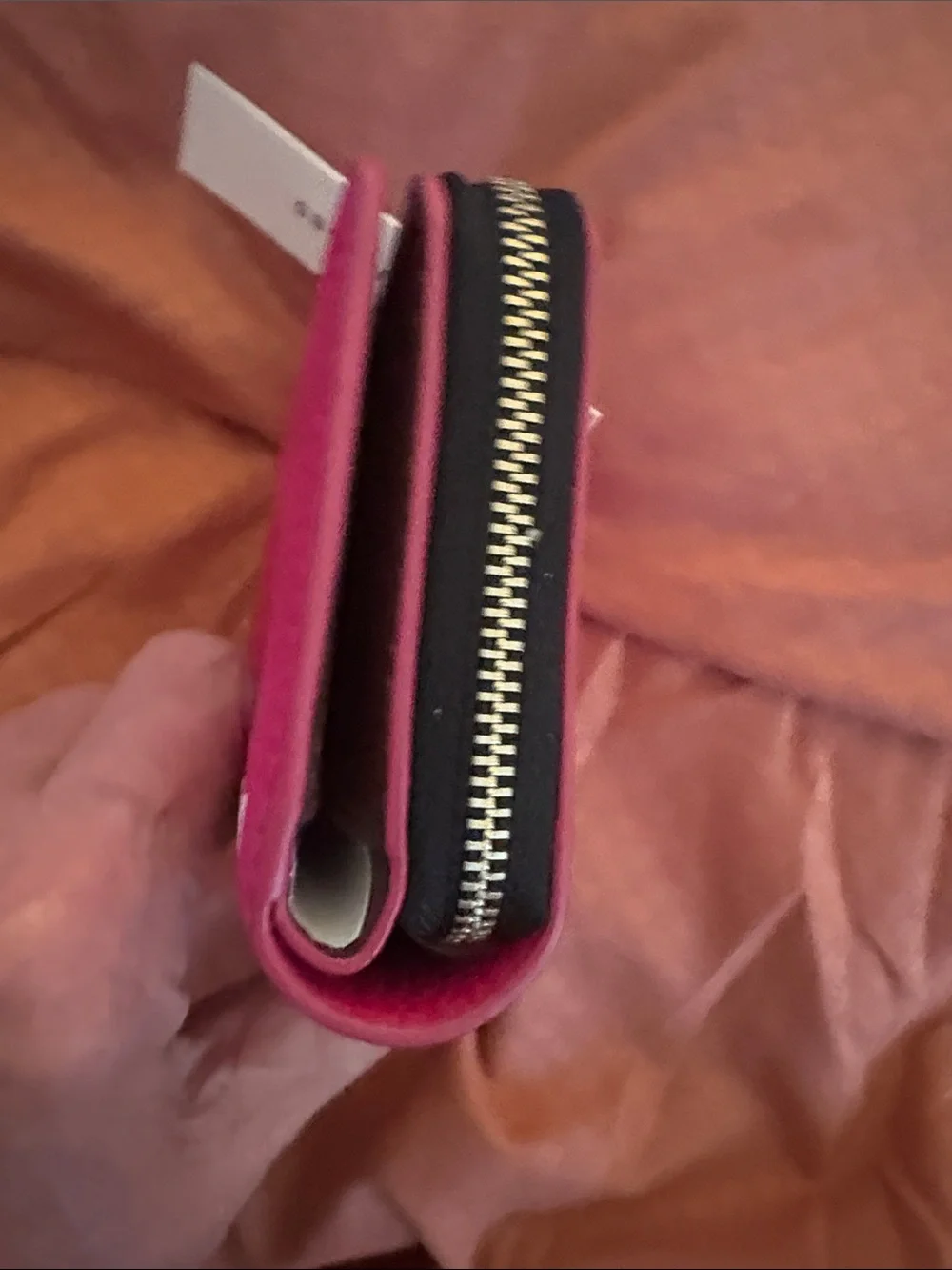 Marc Jacobs Hot Pink Pebbled Leather Zip Card Holder