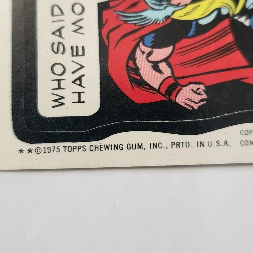 🔨RARE Tan Back Vintage 1973 Wacky Packages - Thor Sticker (Topps) ⚡🔨