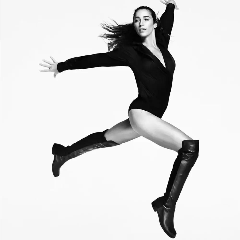 Stuart Weitzman's '5050' Boots Black Nappa Leather Size 7 M