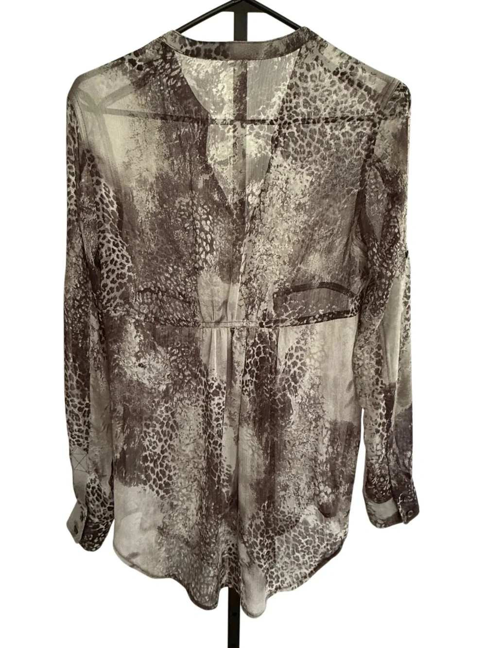 Y2K Express Sheer Animal Print Button Front Top Size S Whimsigoth Grunge