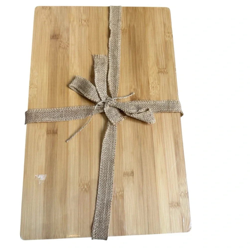 Charcuterie Wooden Cutting Board Burlap Ribbon Gift Presentation 11