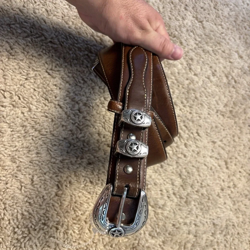Men's NOCONA Western RANGER Cowboy LEATHER BELT w Stars 30