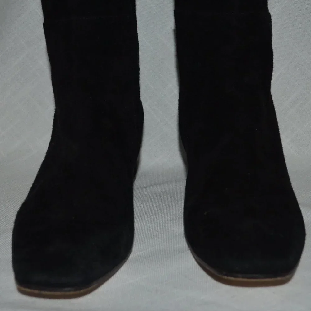 $2095 Sz 37.5 7 Gianvito Rossi Black Suede Over the Knee Boots