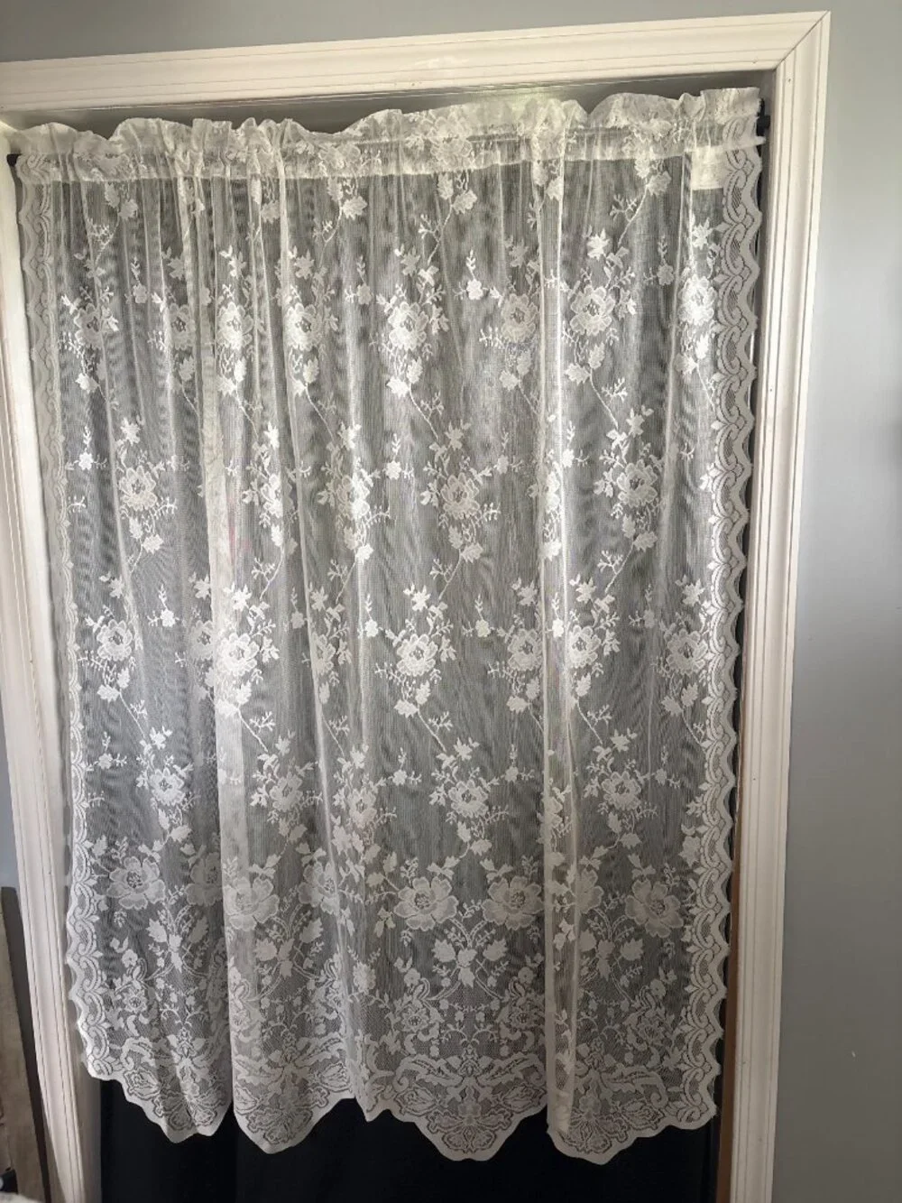 JC Penny Classic Cream Floral Lace Window Curtain 56