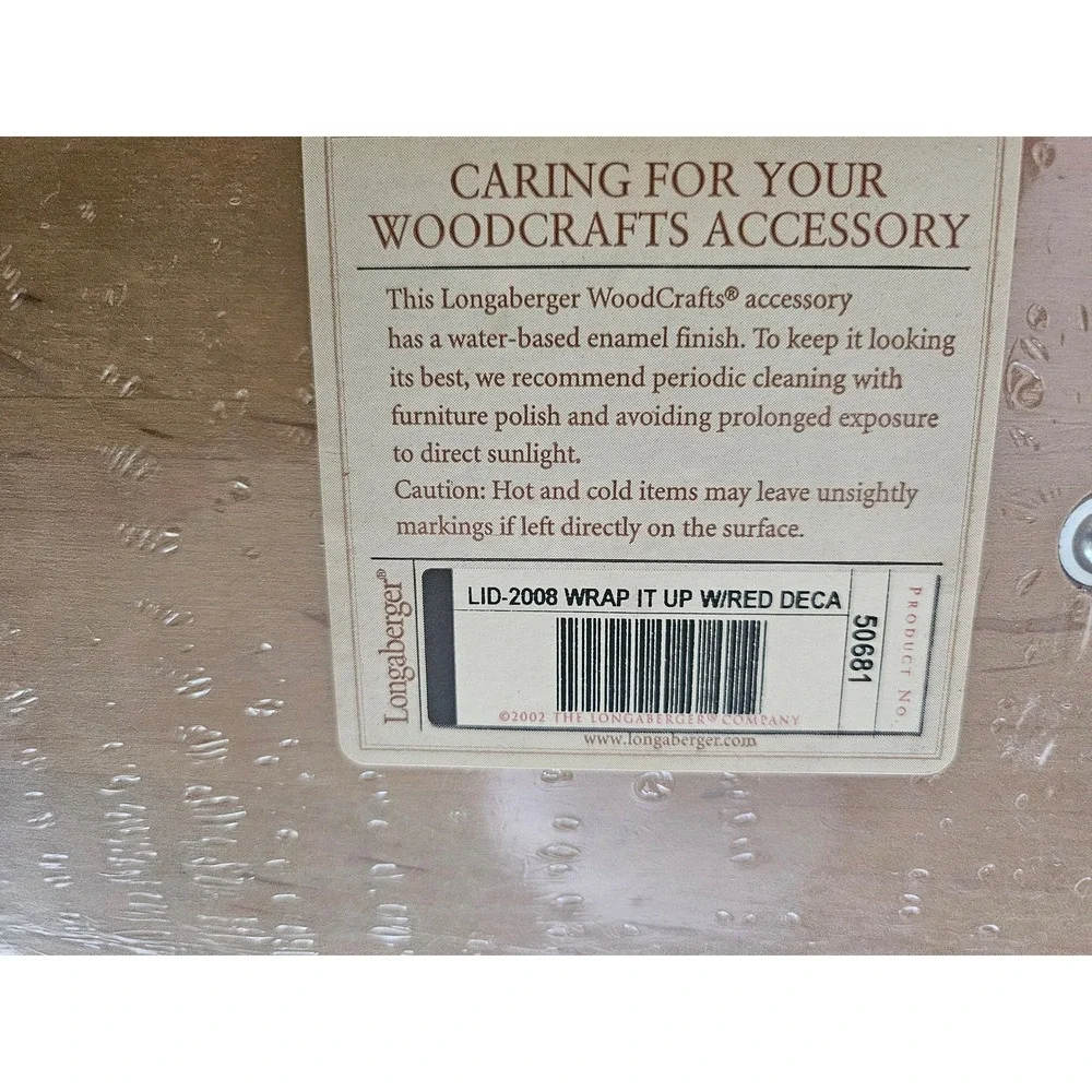 Longaberger Woodcrafts 2008 Wrap It Up Holiday Christmas Basket Lid