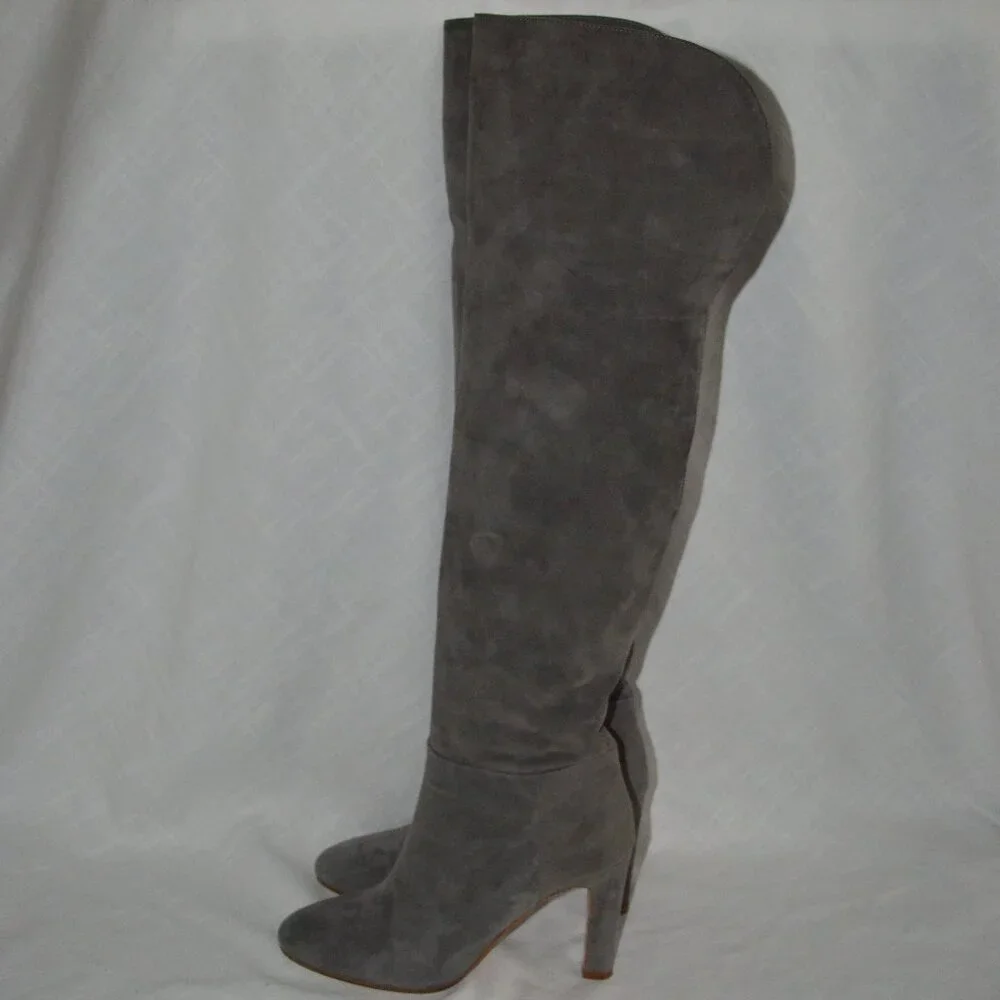 Sz 38 7.5 Gabriela Hearst Gray Suede Over the Knee 1/4 Zip 3.5