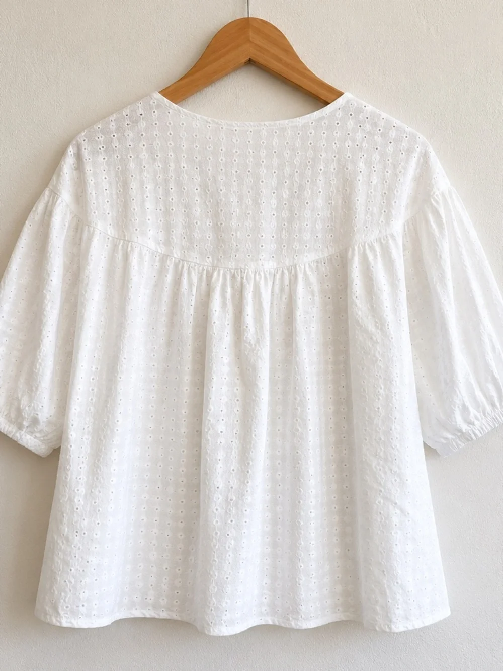 ZARA Blouse Small White Eyelet Cotton Puff Sleeve Embroidered Top Boho wb