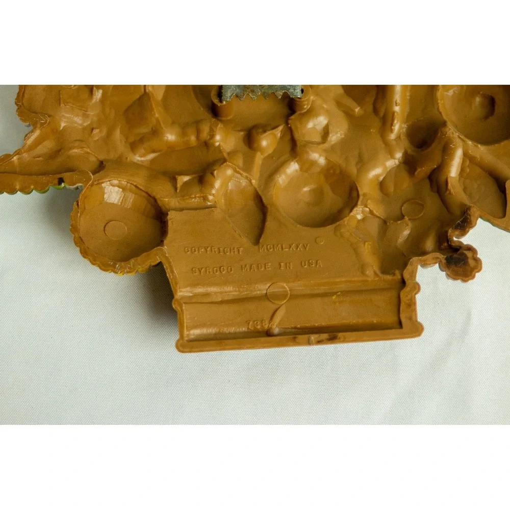 Vintage 1975 Syroco Flower Basket Wall Plaque 7384 Made in USA Retro Decor