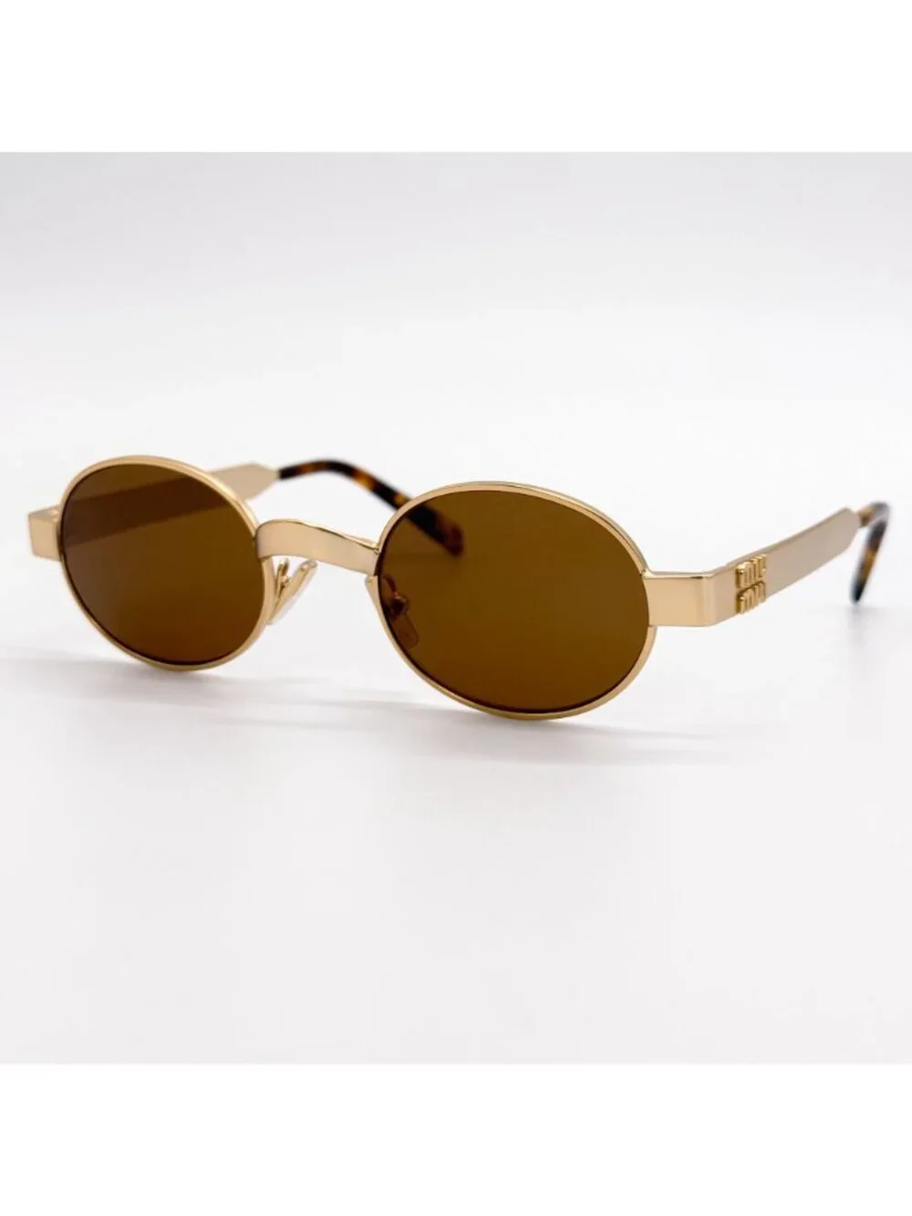 New Miu Miu MUB51S 22M20V Gold Women Round Sunglasses SMU B51