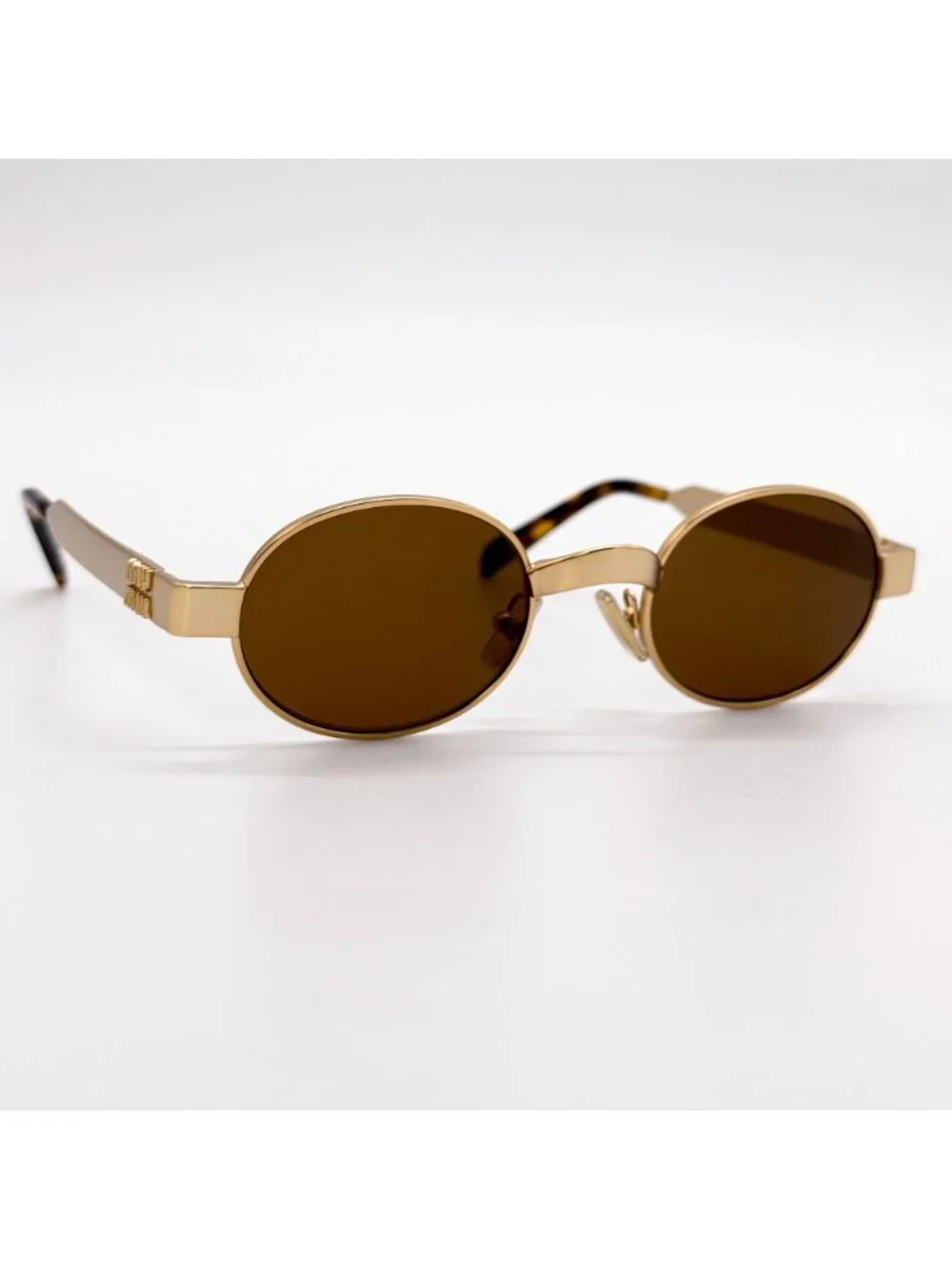 New Miu Miu MUB51S 22M20V Gold Women Round Sunglasses SMU B51