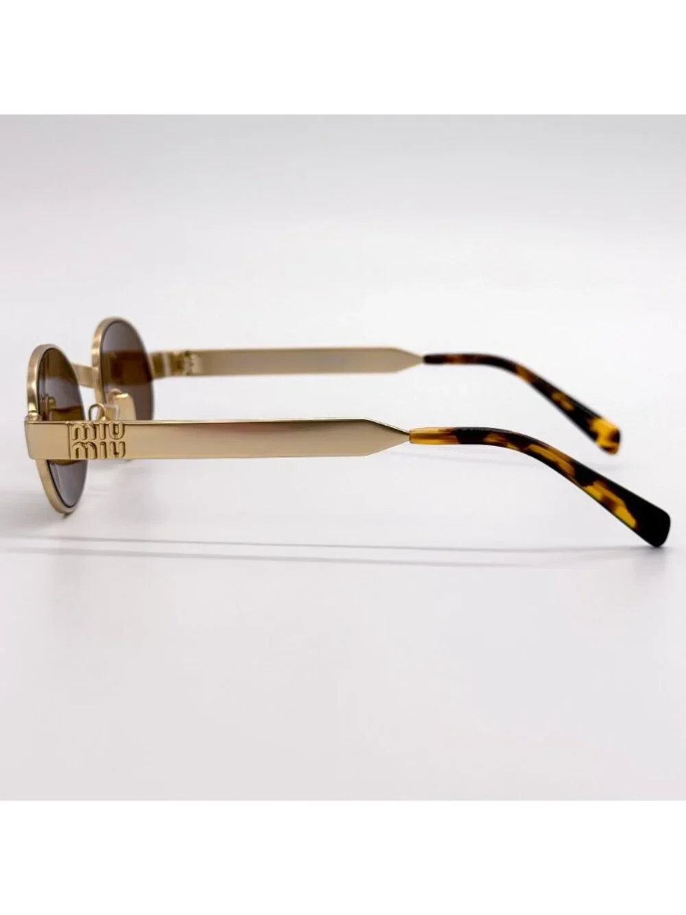 New Miu Miu MUB51S 22M20V Gold Women Round Sunglasses SMU B51
