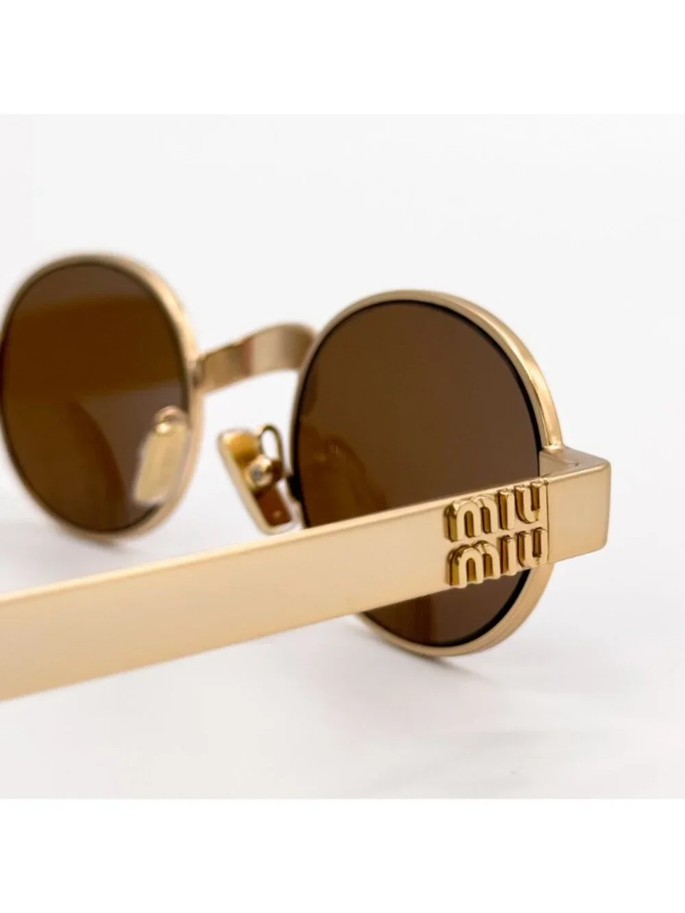 New Miu Miu MUB51S 22M20V Gold Women Round Sunglasses SMU B51