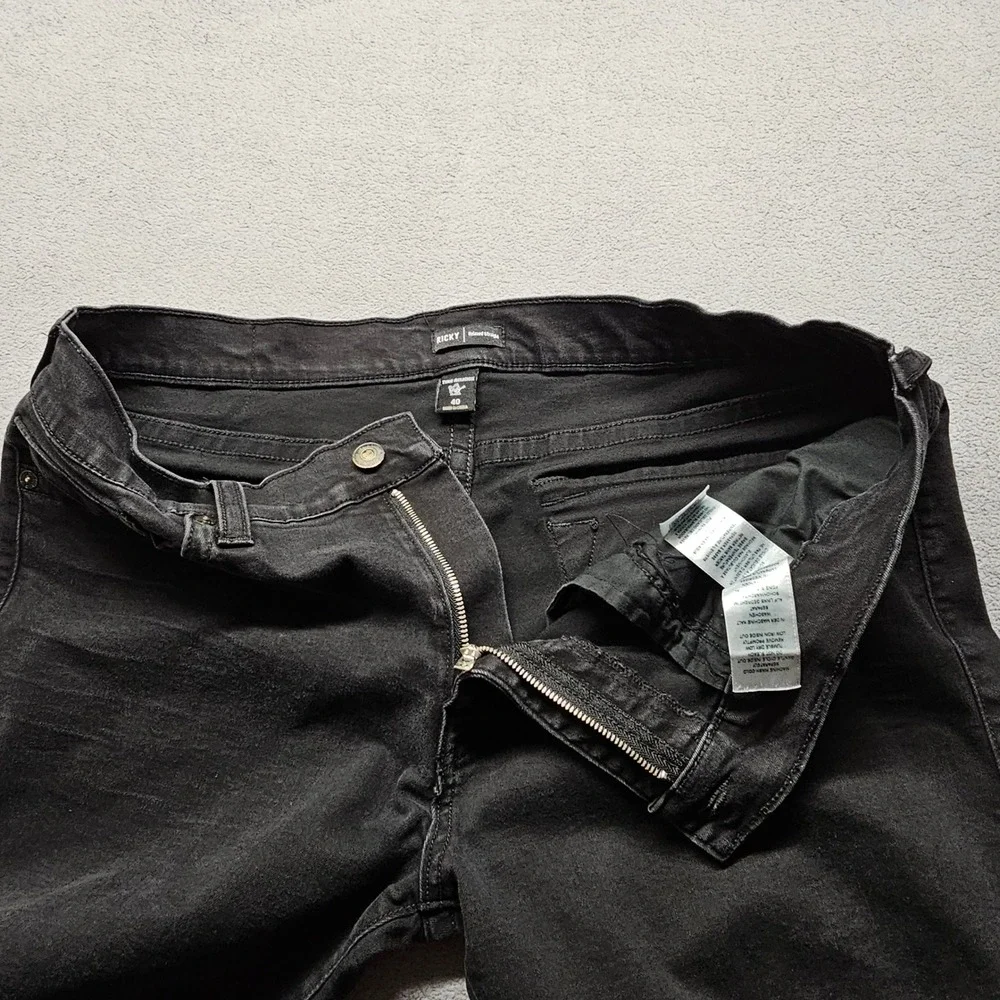 True Religion Ricky Denim Shorts Mens 38 Black Cut Off Raw Hem Flap Pocket Jeans