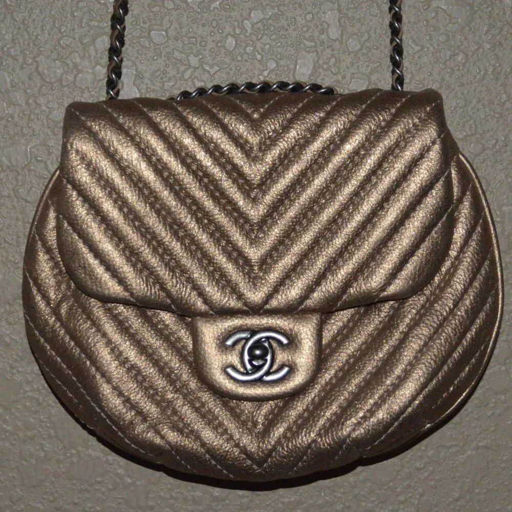 CHANEL bronze leather