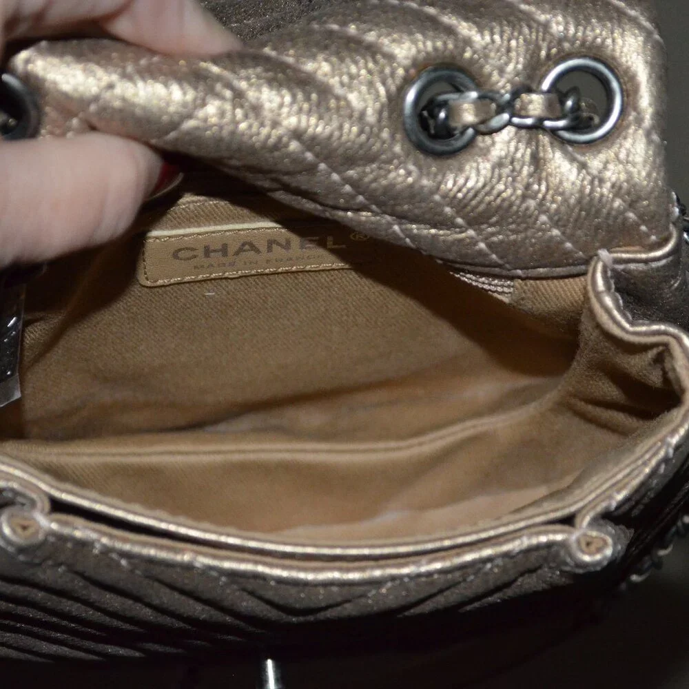 CHANEL bronze leather