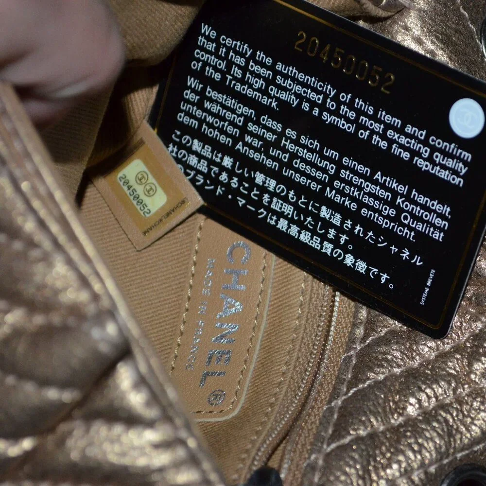 CHANEL bronze leather