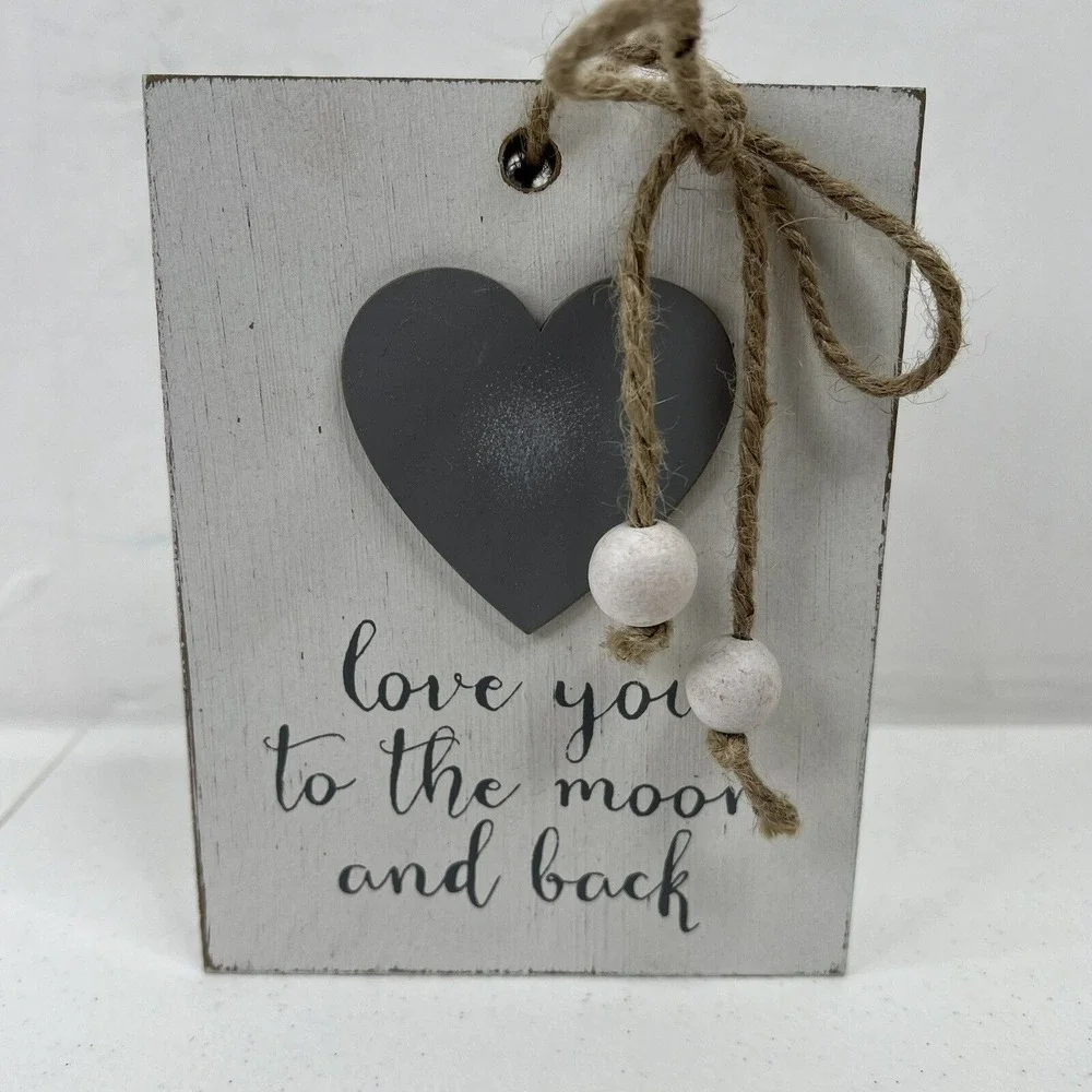 Quill to Paper by Sixtrees Wood Sign Love You To The Moon And Back Heart 6.5x5