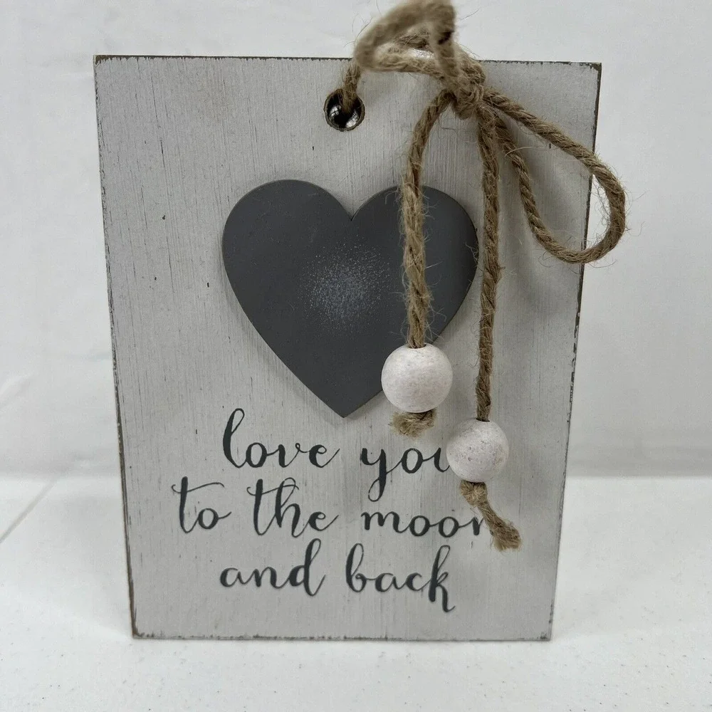 Quill to Paper by Sixtrees Wood Sign Love You To The Moon And Back Heart 6.5x5
