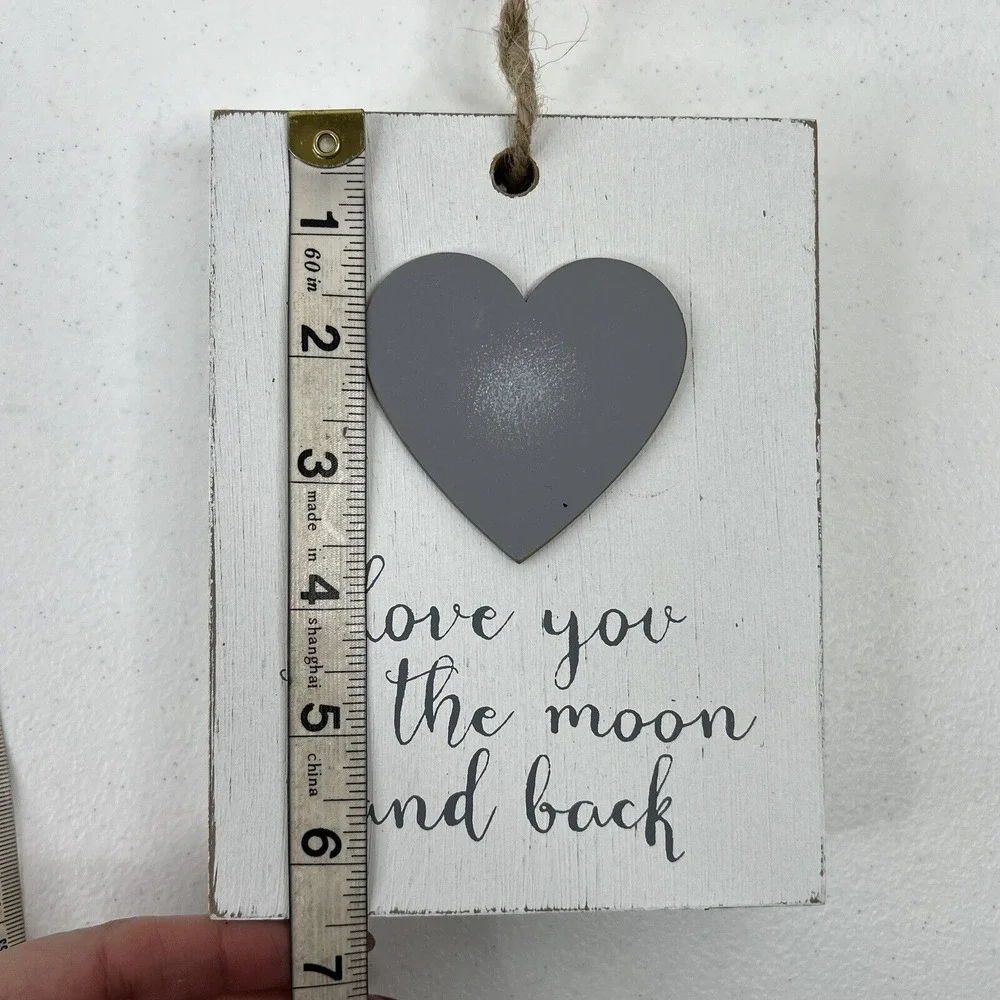 Quill to Paper by Sixtrees Wood Sign Love You To The Moon And Back Heart 6.5x5
