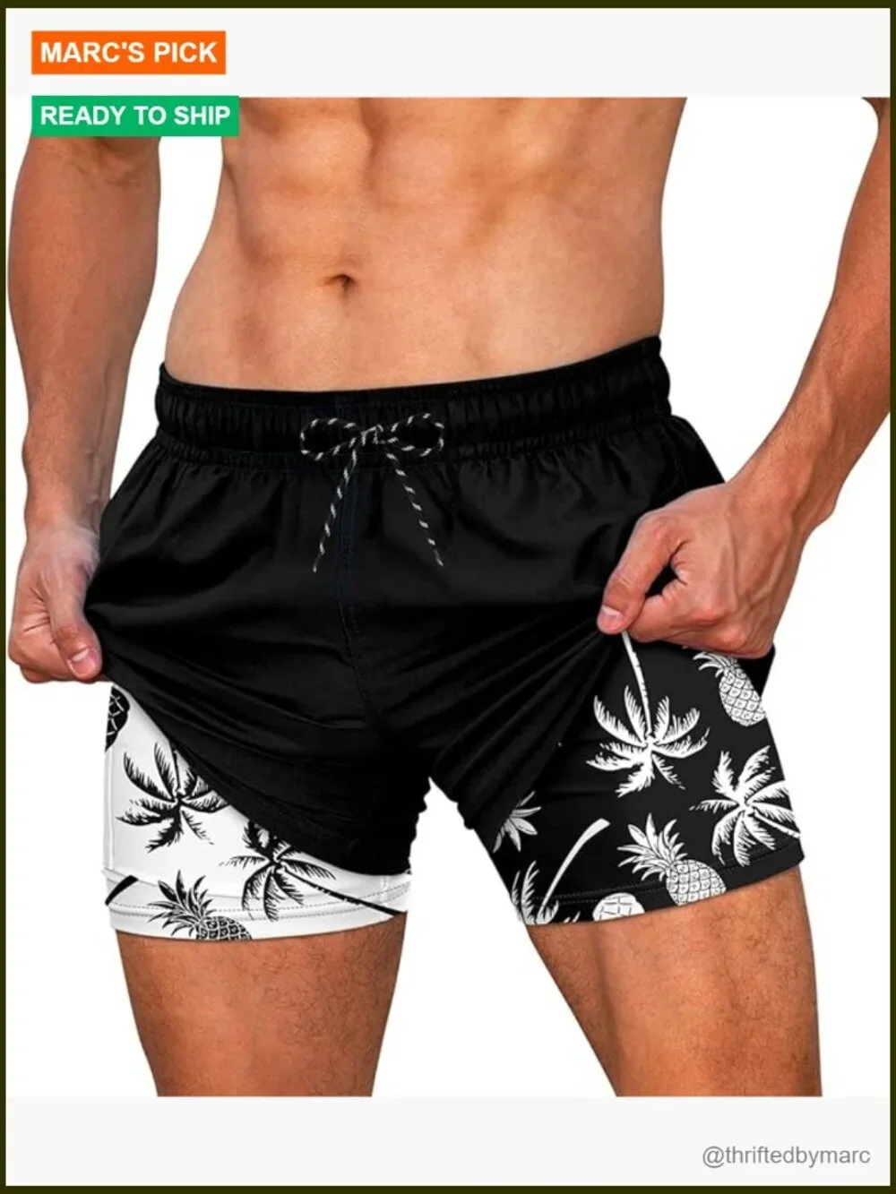 Men's Quick Dry Swim Trunks with Compression Liner 5.5