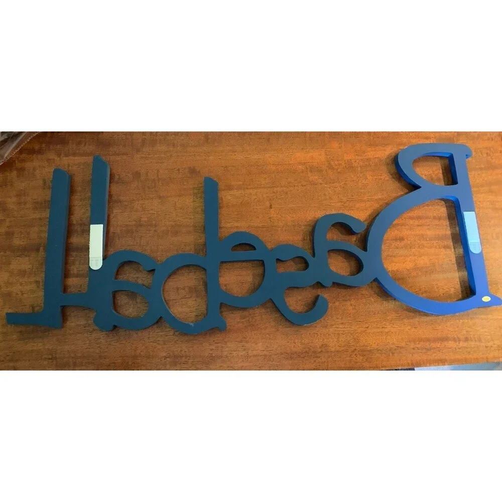 Baseball Wooden Wall Sign Blue 30