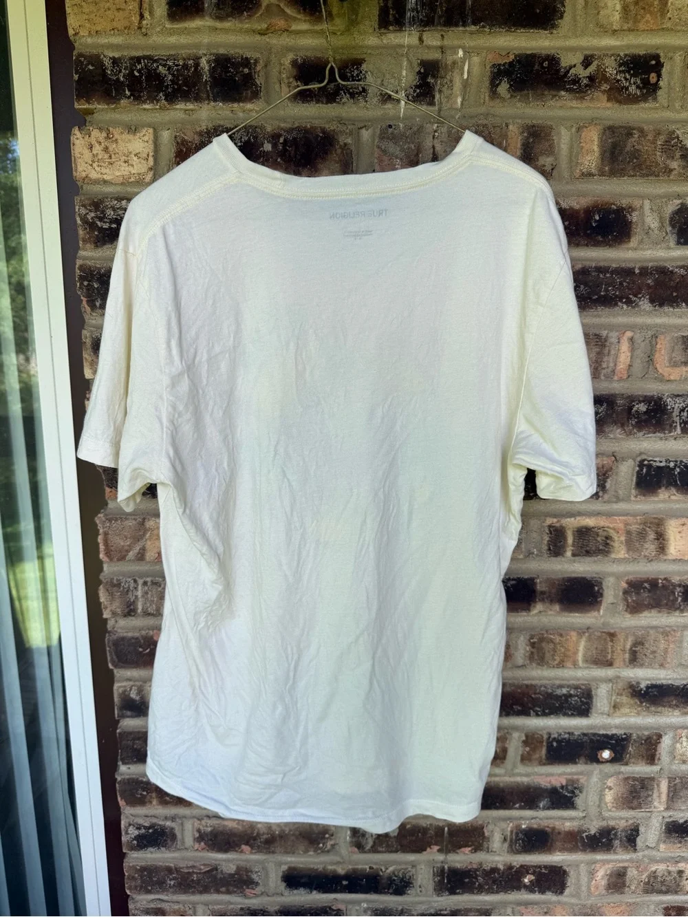 True Religion White Graphic Tee with Guitar Buddha