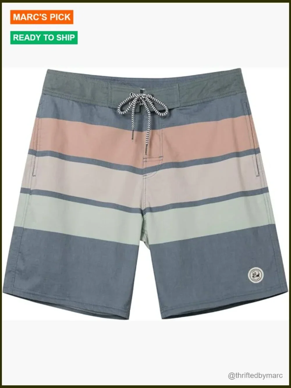 Men's Stretch Boardshort Chino Shorts with Drawstring & Velcro Closure