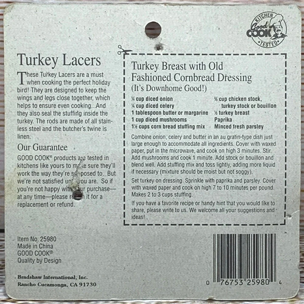 Vintage Good Cook Turkey Lacers Stainless Steel Kitchen‎ Thanksgiving New