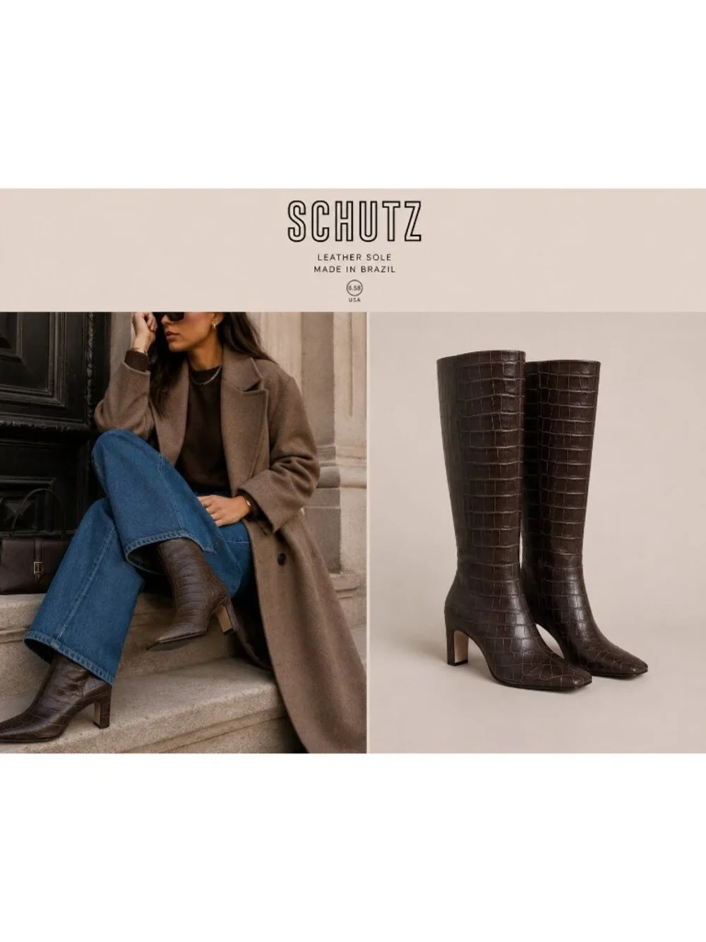 SCHUTZ brown croc