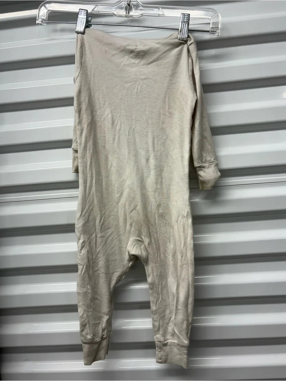 Old Navy 12-18M Cotton Knit Beige Dinosaur Zip One-Piece Coverall Long Sleeve