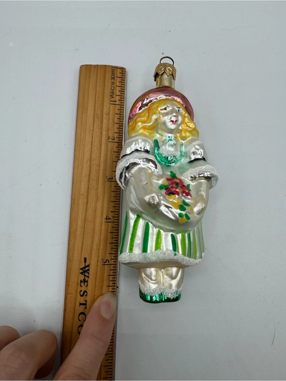 Vintage Taron Collection Flower Girl Christmas Holiday Glass Ornaments