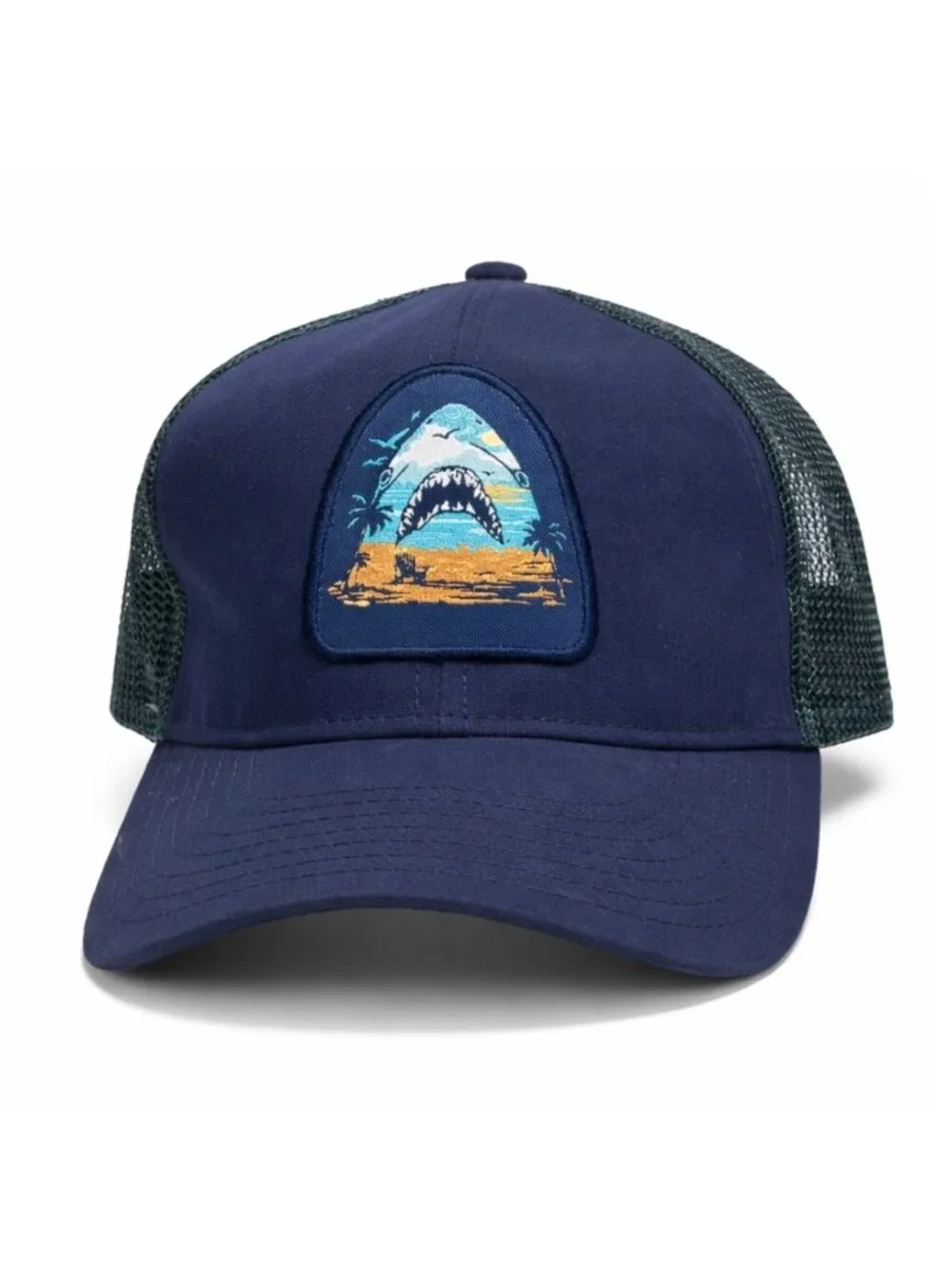Life Is Good Kids Youth Core Mesh Trucker Hat Blue Jaws Shark Beach New upf 50