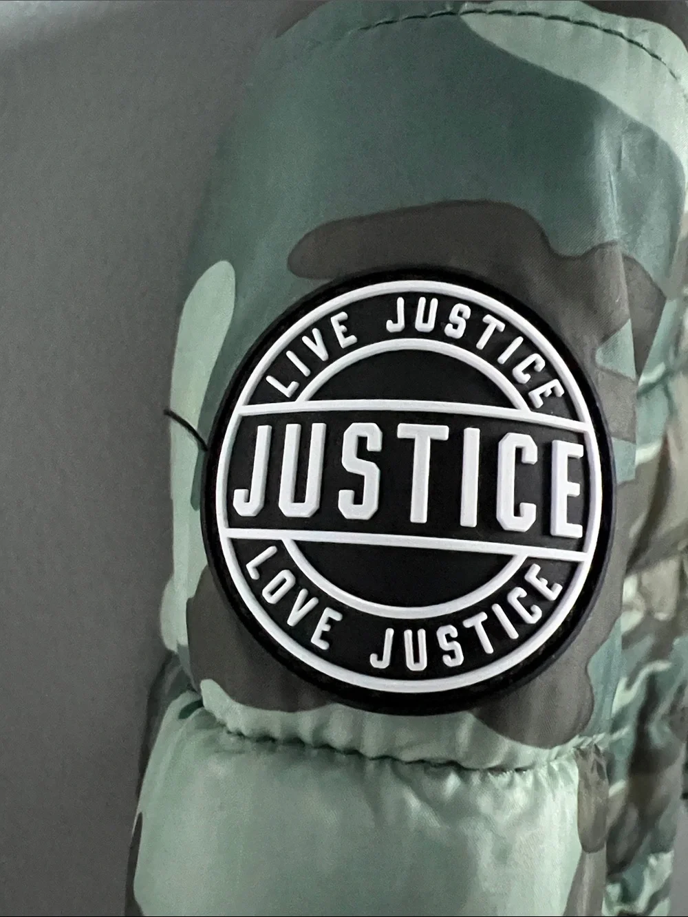Justice | Kids Green Camo Hooded Puffer Jacket The Coat Collection Size 12