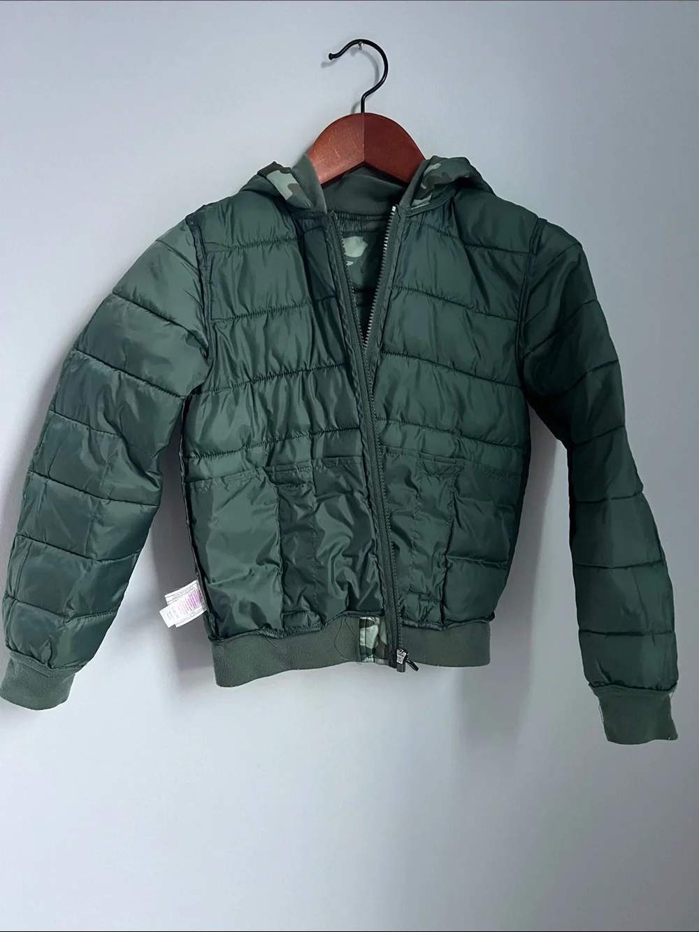 Justice | Kids Green Camo Hooded Puffer Jacket The Coat Collection Size 12