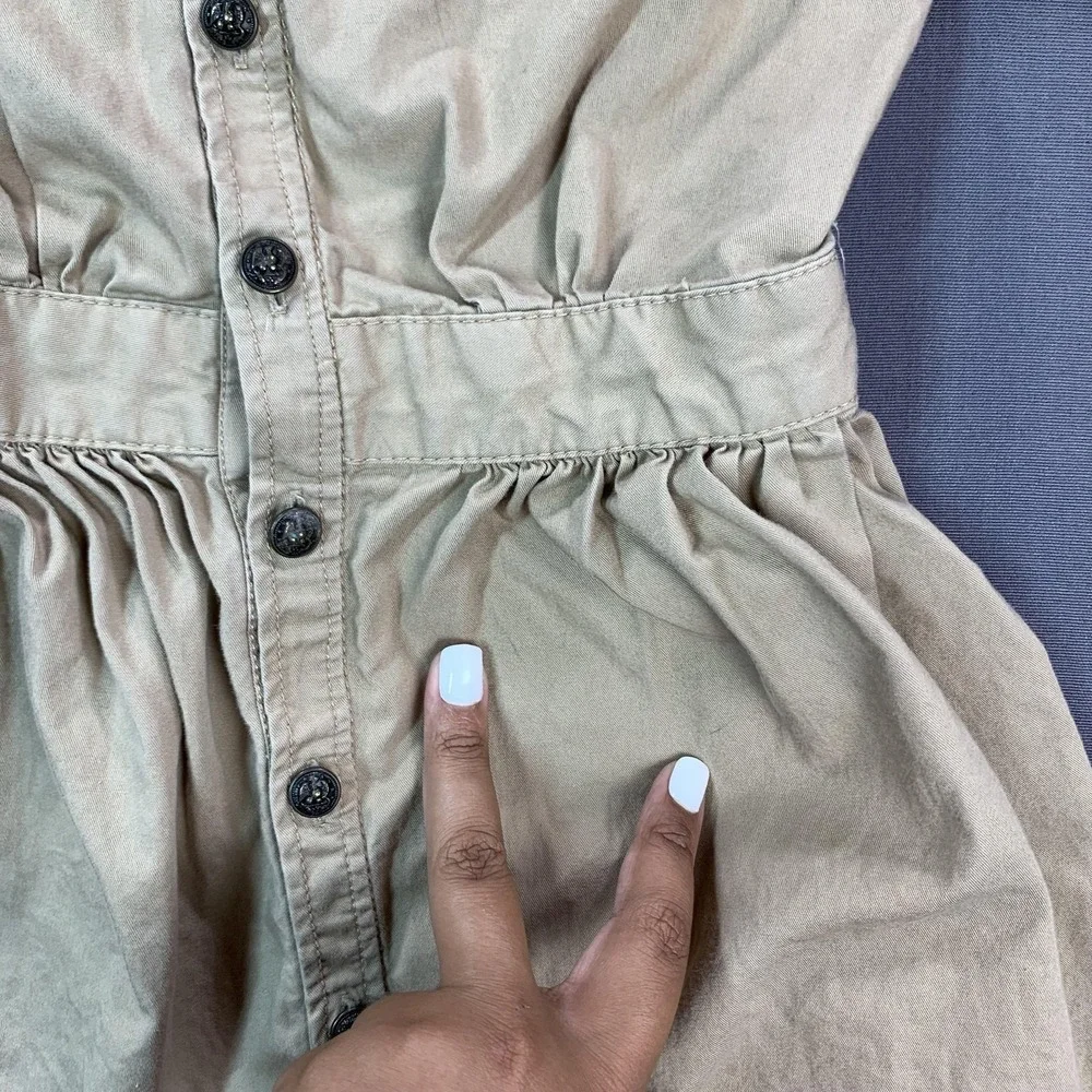 Ralph Lauren Shirt Dress Girls 6 Beige Twill Long Sleeve Button Front‎ Casual