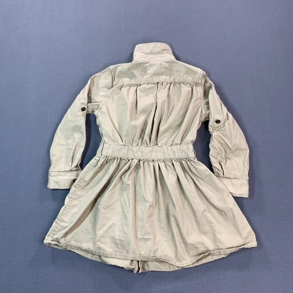 Ralph Lauren Shirt Dress Girls 6 Beige Twill Long Sleeve Button Front‎ Casual