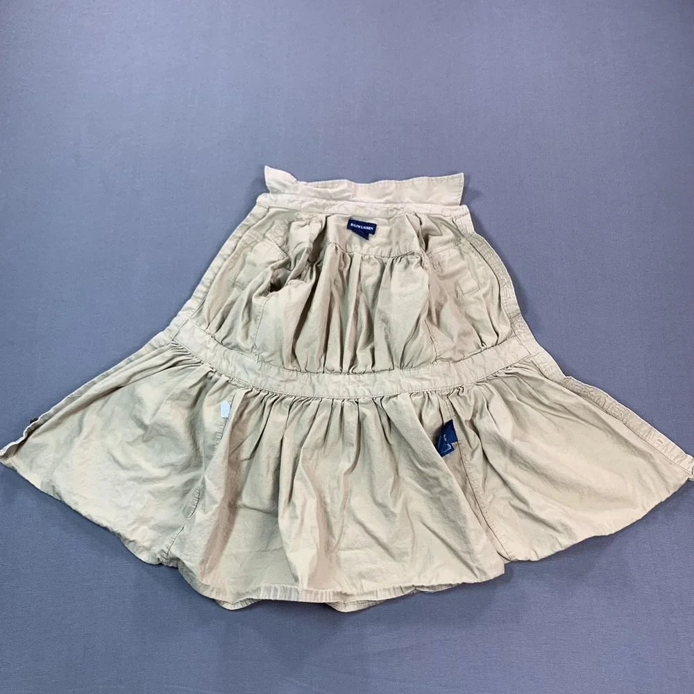 Ralph Lauren Shirt Dress Girls 6 Beige Twill Long Sleeve Button Front‎ Casual