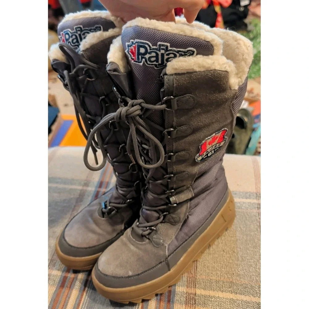 Pajar GREENLAND Tall Insulated Waterproof Boot Womens US 8-8.5 Gray Winter Boots