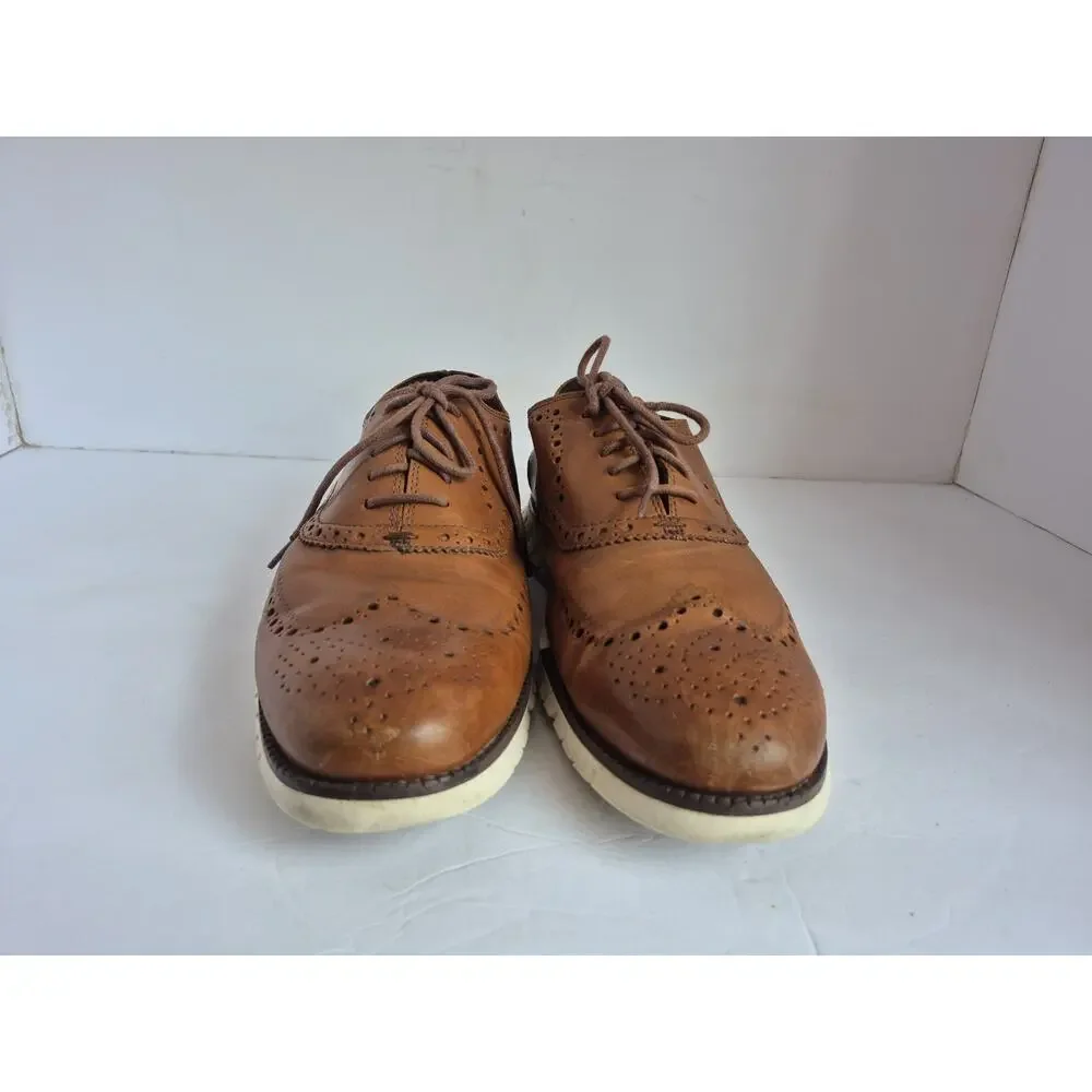 Cole Haan C14493 Mens 12 M British Tan Zerogrand Wingtip Oxford Leather Shoes
