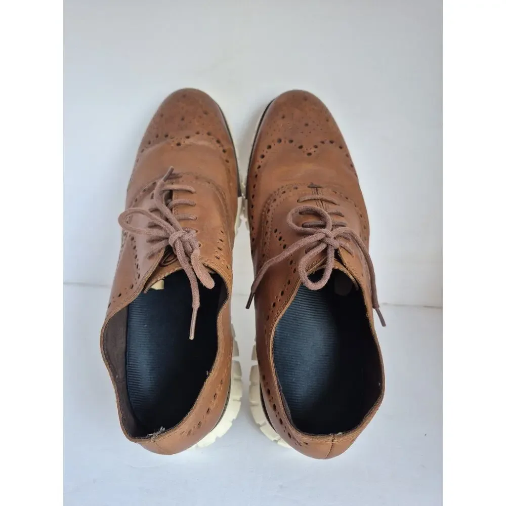 Cole Haan C14493 Mens 12 M British Tan Zerogrand Wingtip Oxford Leather Shoes