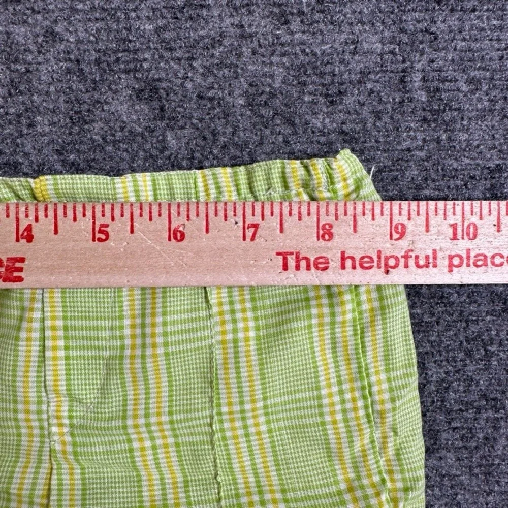 Vintage Green Yellow Plaid Diaper Cover Shorts Waterproof Lined Bloomers Infant