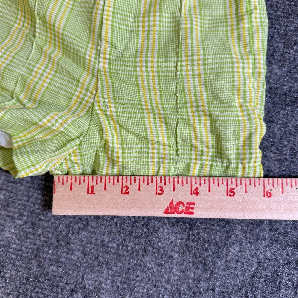 Vintage Green Yellow Plaid Diaper Cover Shorts Waterproof Lined Bloomers Infant