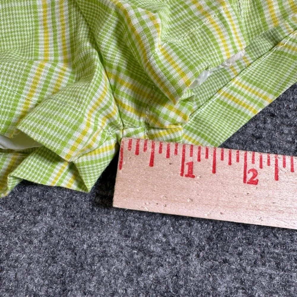 Vintage Green Yellow Plaid Diaper Cover Shorts Waterproof Lined Bloomers Infant