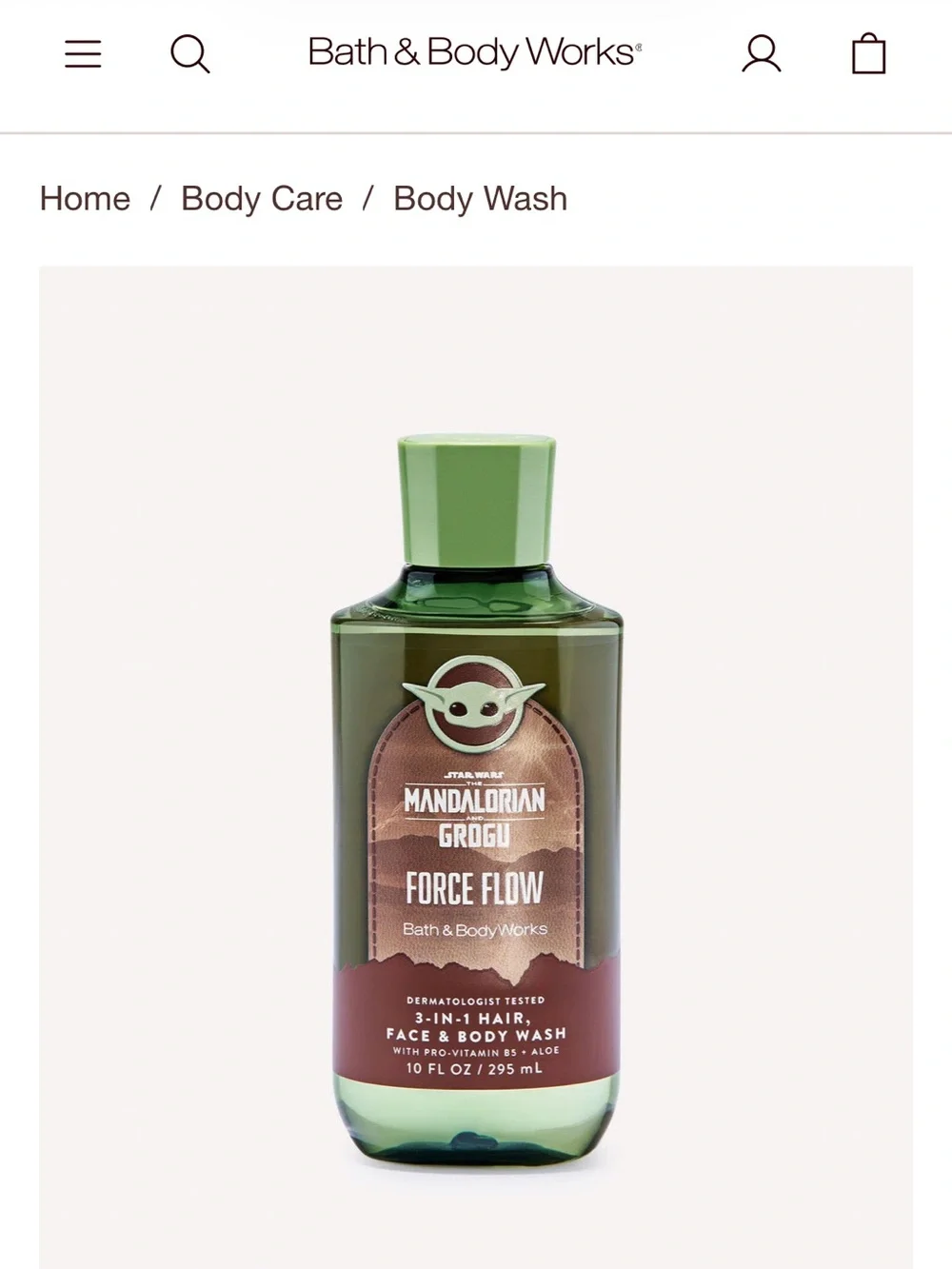 Bath & Body Works Star Wars Mandalorian FORCE FLOW Men’s 3 in 1 body wash NEW