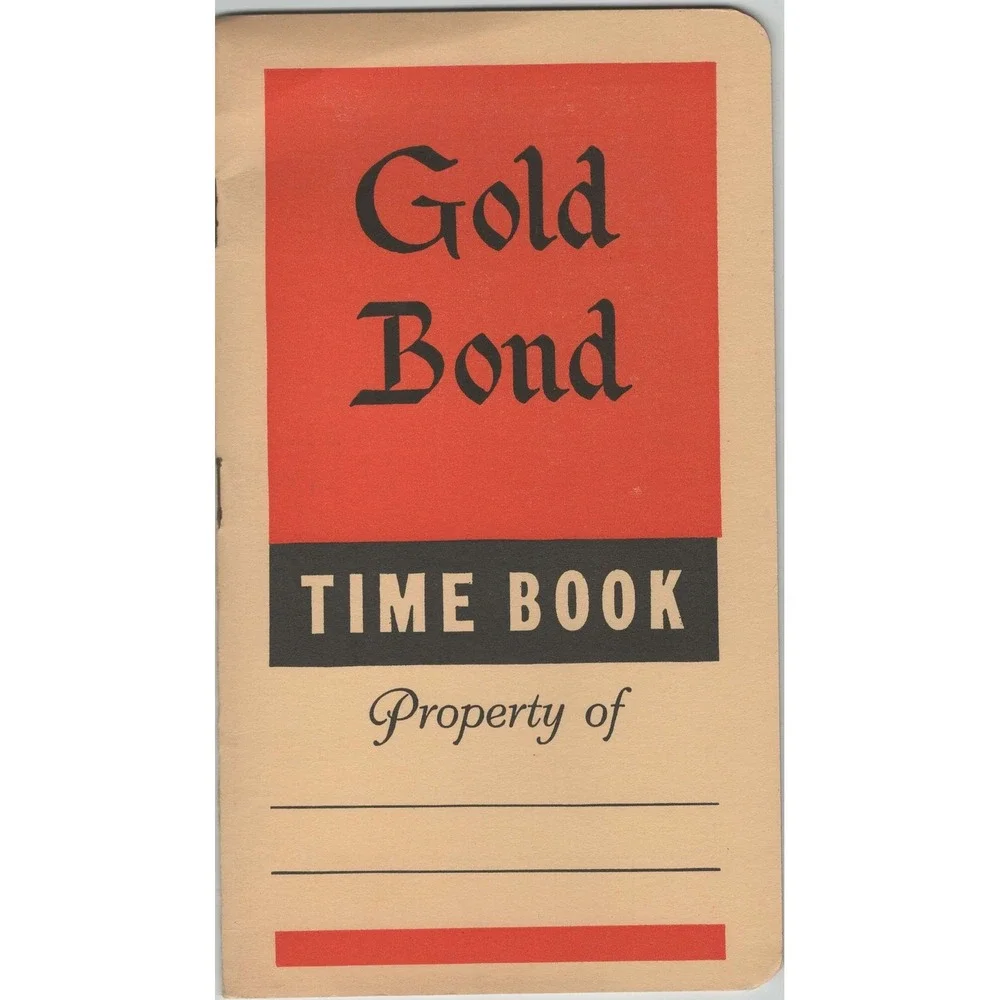 Vintage Gold Bond Time Book National Gypsum Company Pocket Ledger Plastering