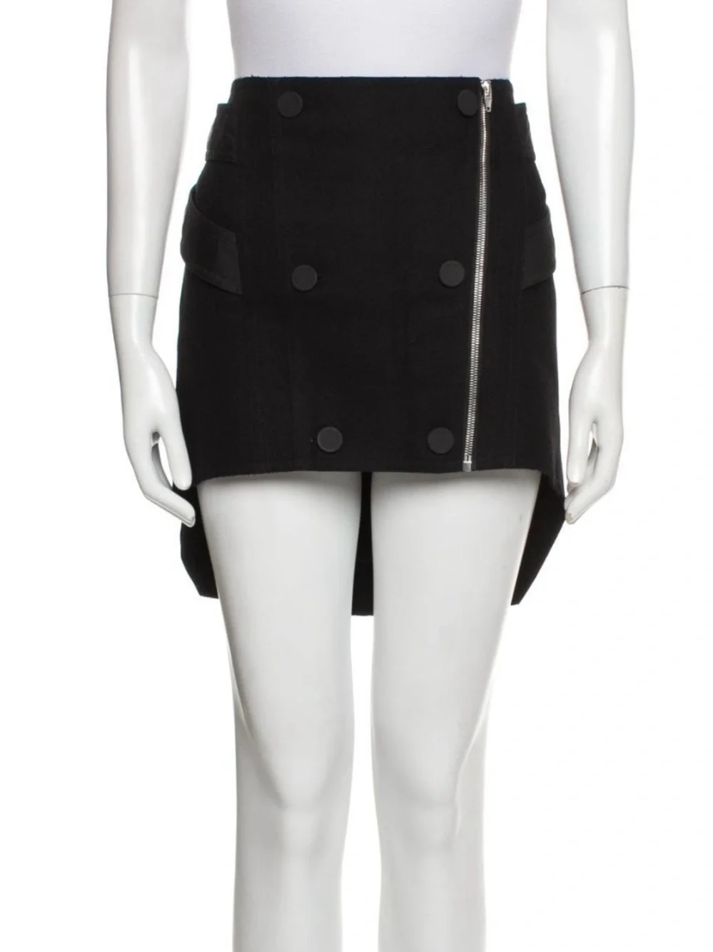 Alexander Wang Black Asymmetric Mini Skirt with Zip Detail