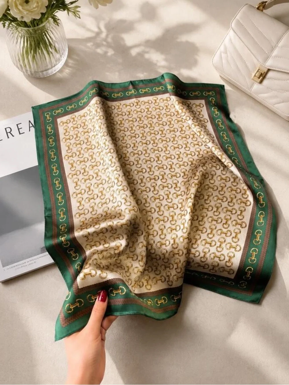 Luxurious silk scarf with an elegant quiet luxury aesthetic💥💥💥